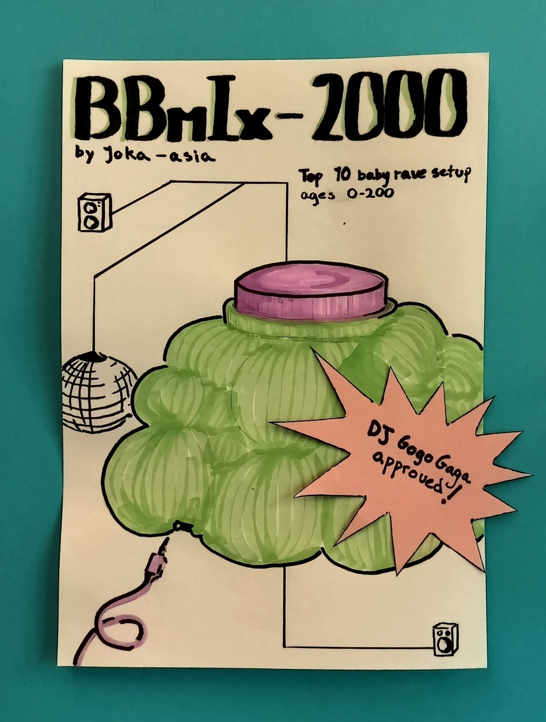 A hand-drawn poster of BBmix2000 for Kolibrí Festivaali 2026
